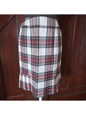 Brooks Brothers 346 Womens Plaid Wool Pleated Hem Skirt Size 6 NWT
